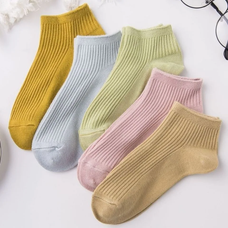 5 Pairs 1 Lot Men Women Socks Unisex Ankle Socks 100 cotton 1 Pack Set Solid Color Short Cotton Low Cut Sock White Black