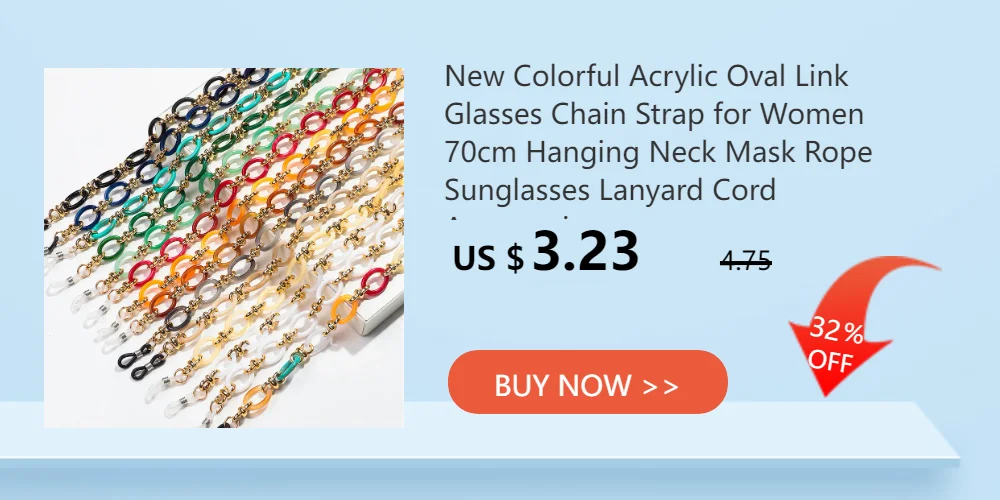 New Fashion Acrylic Glasses Chains Holder Cord Reading Sunglasses Chain Women Largands Eyeglasses Hanging Neck Chain Strap Rope