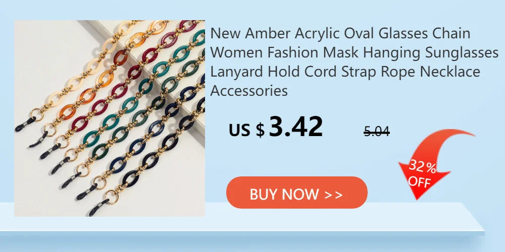 New Fashion Acrylic Glasses Chains Holder Cord Reading Sunglasses Chain Women Largands Eyeglasses Hanging Neck Chain Strap Rope