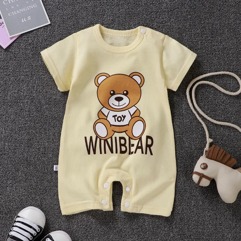 Summer 3-24 Months Baby Boys Girls Romper Infant Jumpsuit Cartoon Short-sleeved Climbing Pajamas Cotton Toddler Clothes