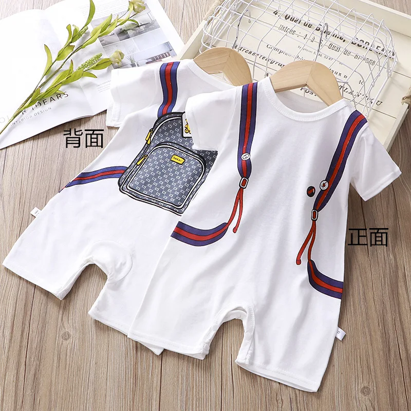 Summer 3-24 Months Baby Boys Girls Romper Infant Jumpsuit Cartoon Short-sleeved Climbing Pajamas Cotton Toddler Clothes