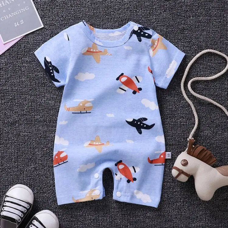 Summer 3-24 Months Baby Boys Girls Romper Infant Jumpsuit Cartoon Short-sleeved Climbing Pajamas Cotton Toddler Clothes