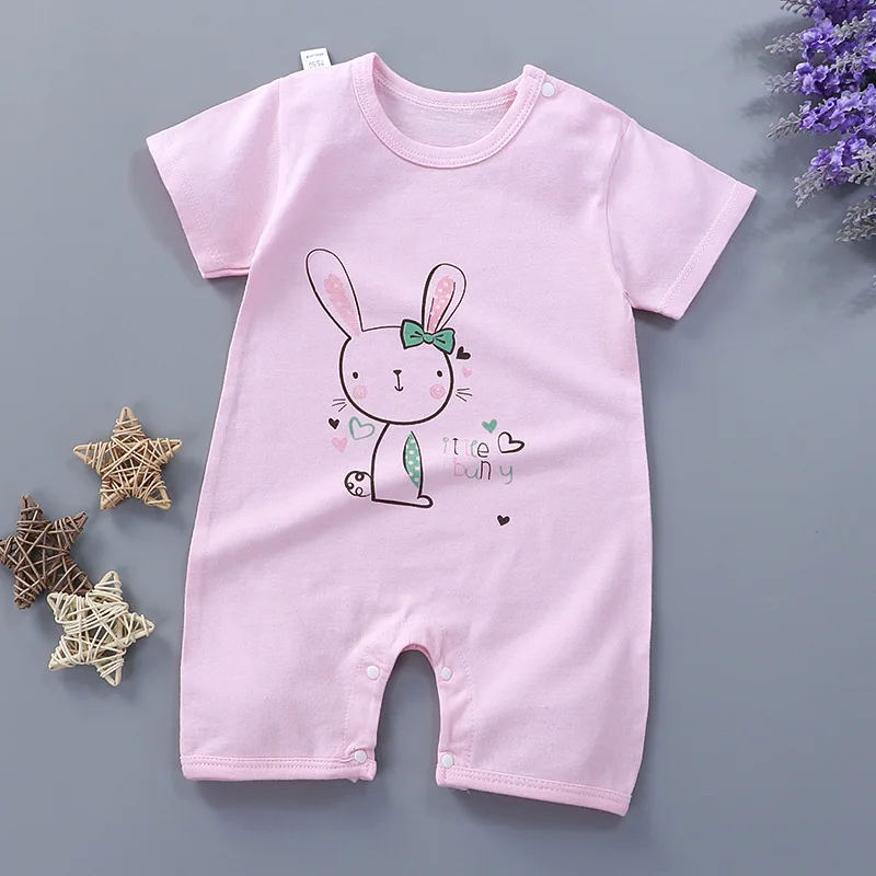 Summer 3-24 Months Baby Boys Girls Romper Infant Jumpsuit Cartoon Short-sleeved Climbing Pajamas Cotton Toddler Clothes