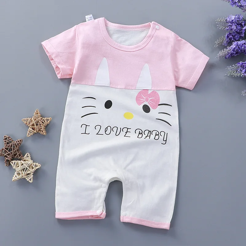 Summer 3-24 Months Baby Boys Girls Romper Infant Jumpsuit Cartoon Short-sleeved Climbing Pajamas Cotton Toddler Clothes