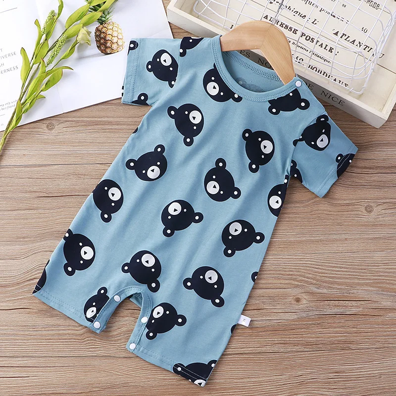 Summer 3-24 Months Baby Boys Girls Romper Infant Jumpsuit Cartoon Short-sleeved Climbing Pajamas Cotton Toddler Clothes