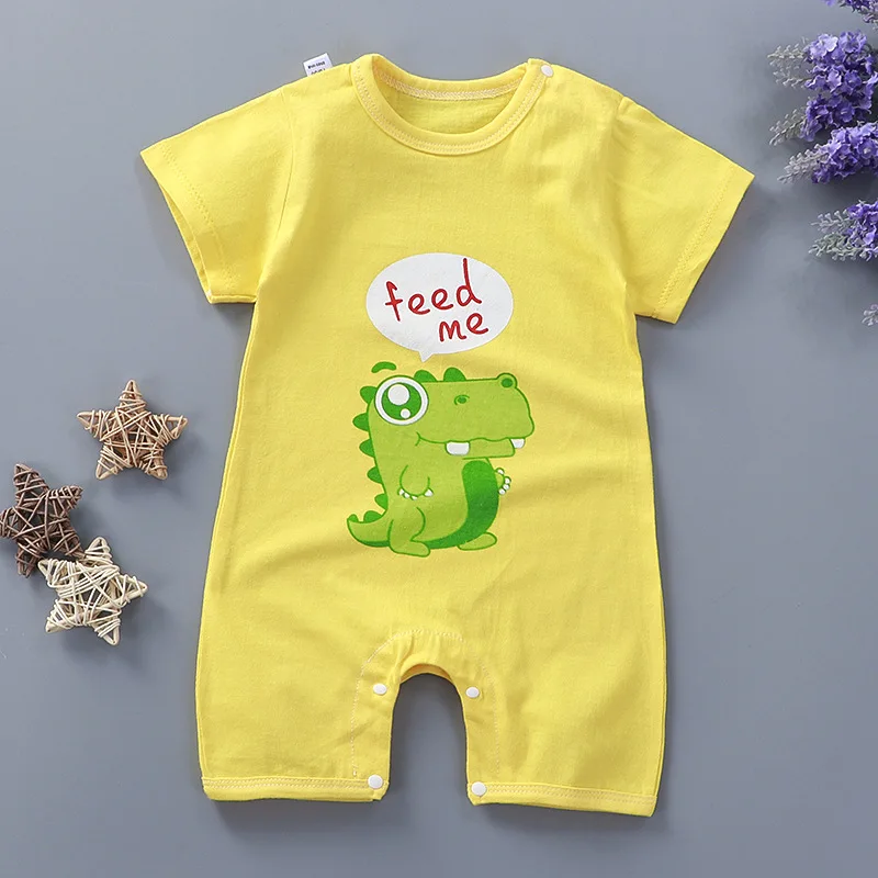 Summer 3-24 Months Baby Boys Girls Romper Infant Jumpsuit Cartoon Short-sleeved Climbing Pajamas Cotton Toddler Clothes