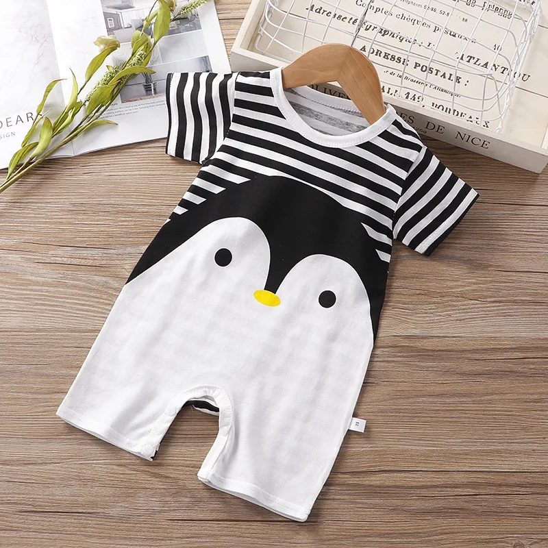 Summer 3-24 Months Baby Boys Girls Romper Infant Jumpsuit Cartoon Short-sleeved Climbing Pajamas Cotton Toddler Clothes
