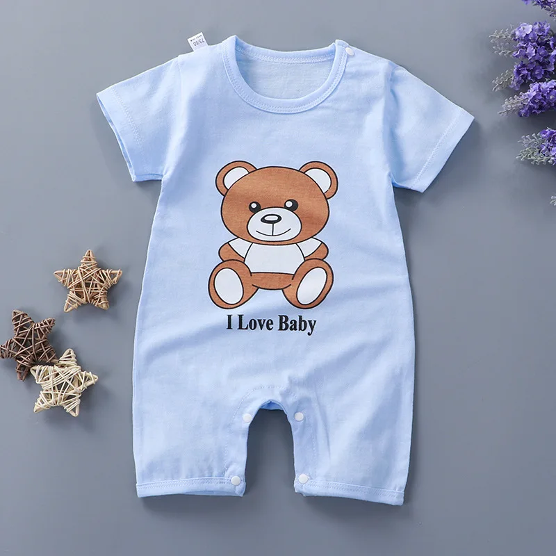 Summer 3-24 Months Baby Boys Girls Romper Infant Jumpsuit Cartoon Short-sleeved Climbing Pajamas Cotton Toddler Clothes