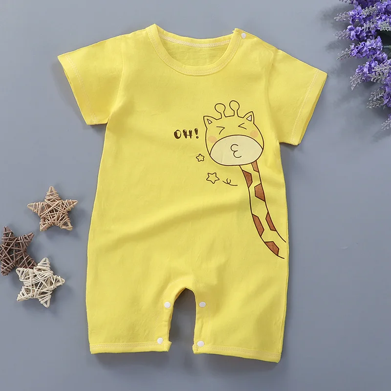 Summer 3-24 Months Baby Boys Girls Romper Infant Jumpsuit Cartoon Short-sleeved Climbing Pajamas Cotton Toddler Clothes