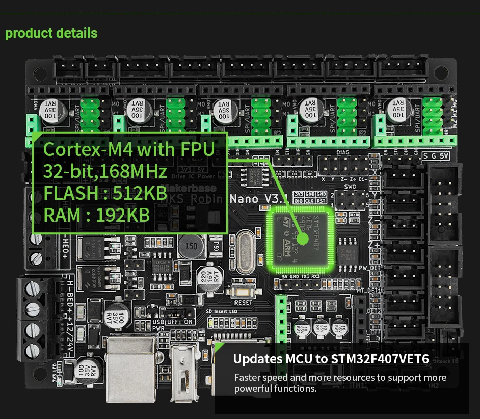 Makerbase Mks Robin Nano V3.1 Eagle 32bit Control Panel TMC2209 Motor Drive WIFI 3D Touch Screen 3D Printer Parts Motherboard