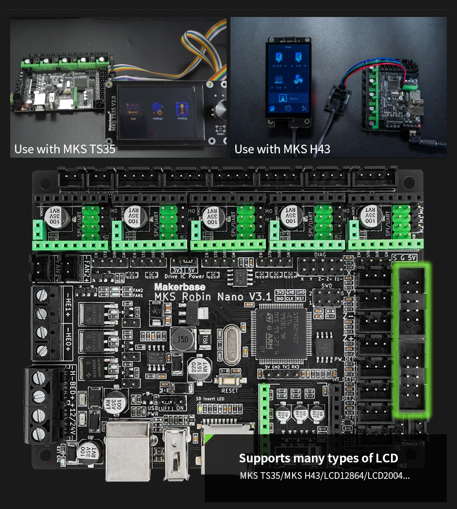 Makerbase Mks Robin Nano V3.1 Eagle 32bit Control Panel TMC2209 Motor Drive WIFI 3D Touch Screen 3D Printer Parts Motherboard