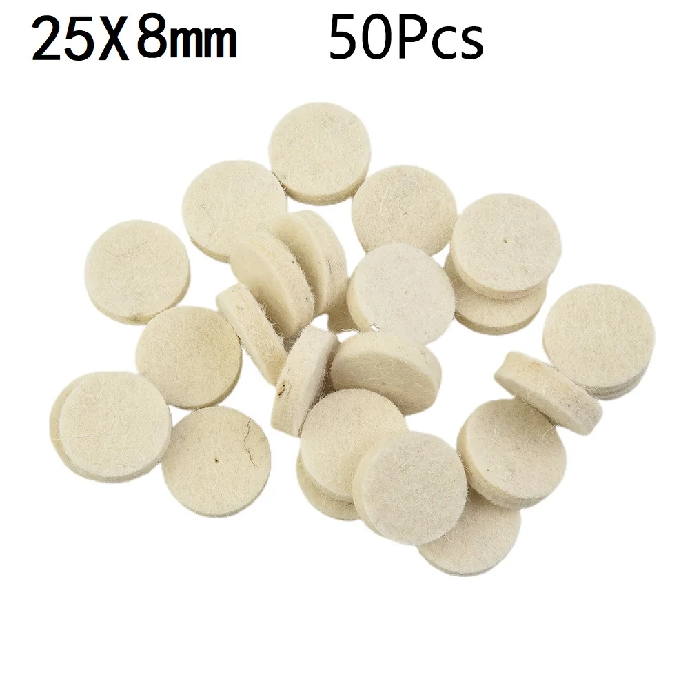 50Pcs 25mm Wool Felt Polishing Buffing Pad Round Wheel+2x Mandrel For Rotary Tool