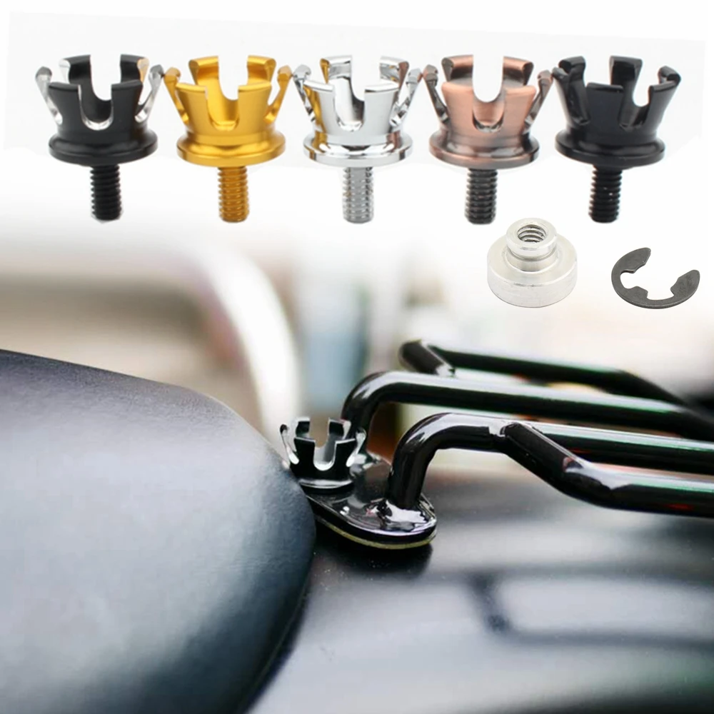 Motorcycle Imperial Crown Style Seat Bolt Tab Screw Nuts Mount Knob Cover for Harley Sportster Dyna Fatboy Road King Softail