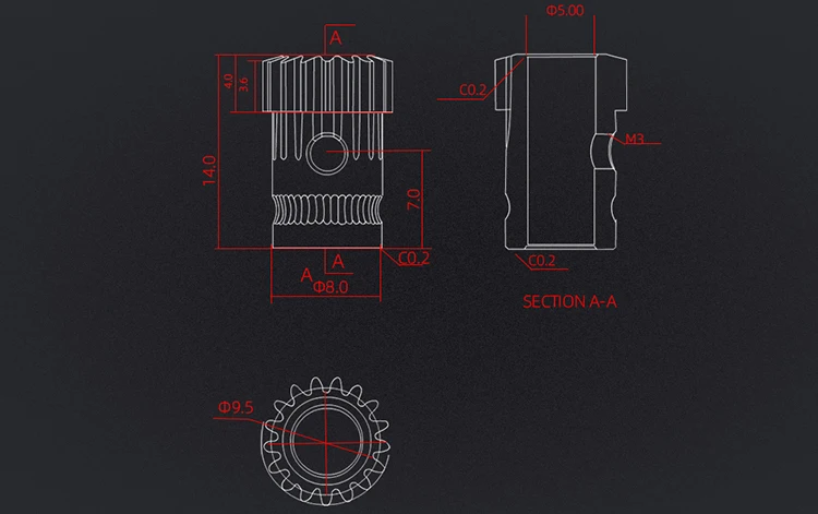 Dual Drive Gear Extruder Kit Cloned Btech Use for Prusa I3 3D Printer Gear Mini Bowden Extrusion Ender 3 CR10/10S PRO