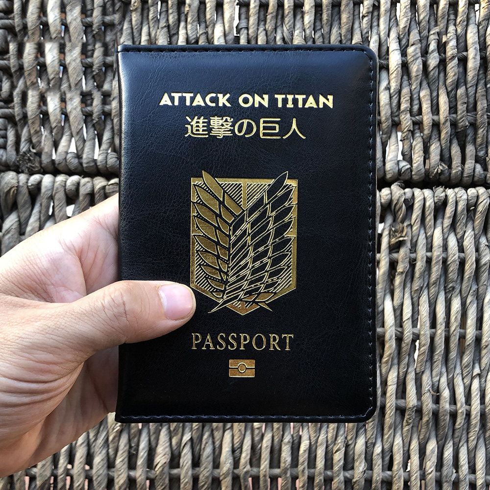 Attack on Titan Passport Cover Anime Shingeki No Kyojin Travel Case for Passports Wings of Freedom