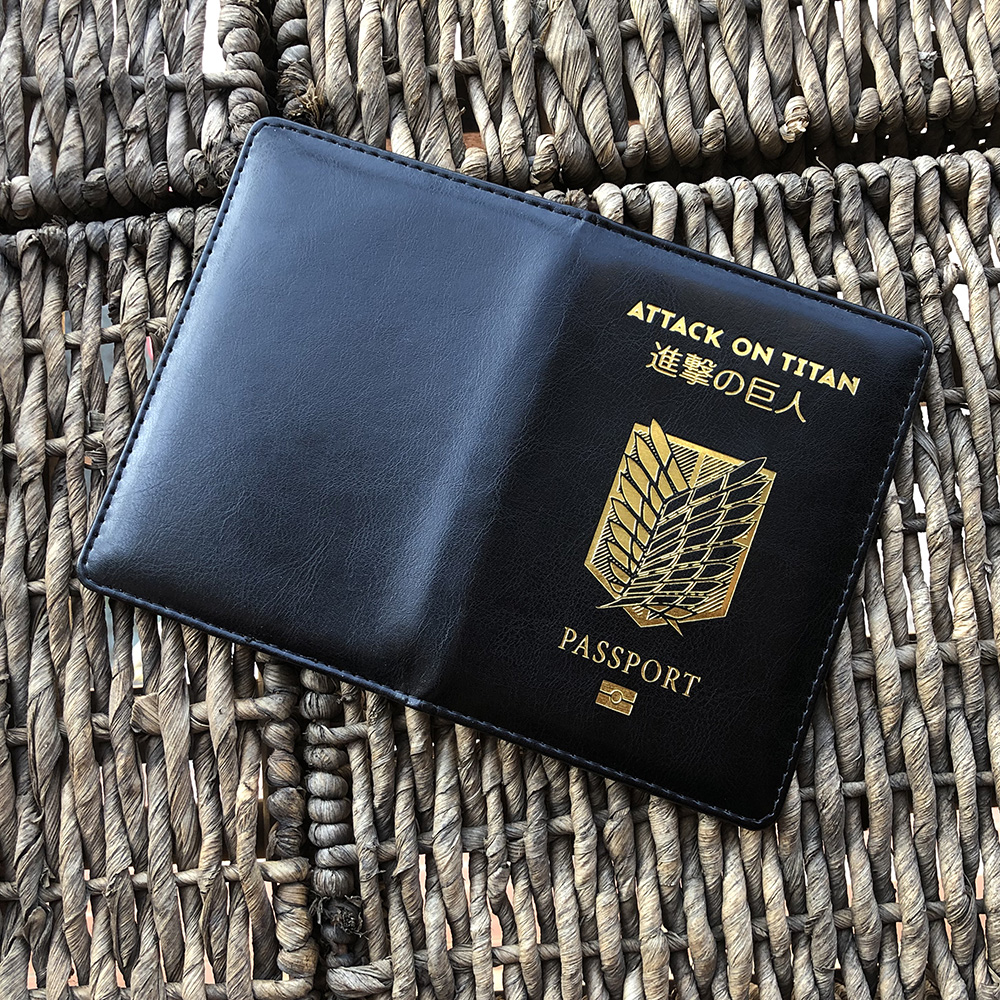 Attack on Titan Passport Cover Anime Shingeki No Kyojin Travel Case for Passports Wings of Freedom