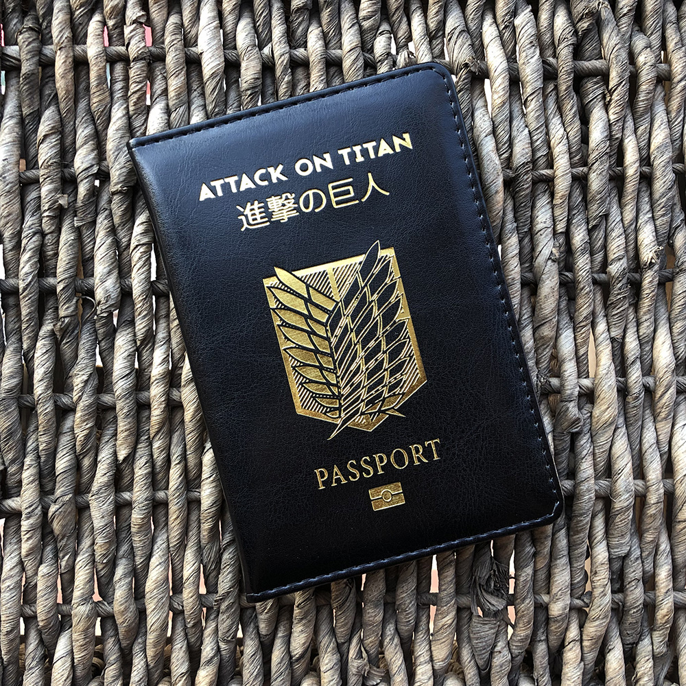 Attack on Titan Passport Cover Anime Shingeki No Kyojin Travel Case for Passports Wings of Freedom