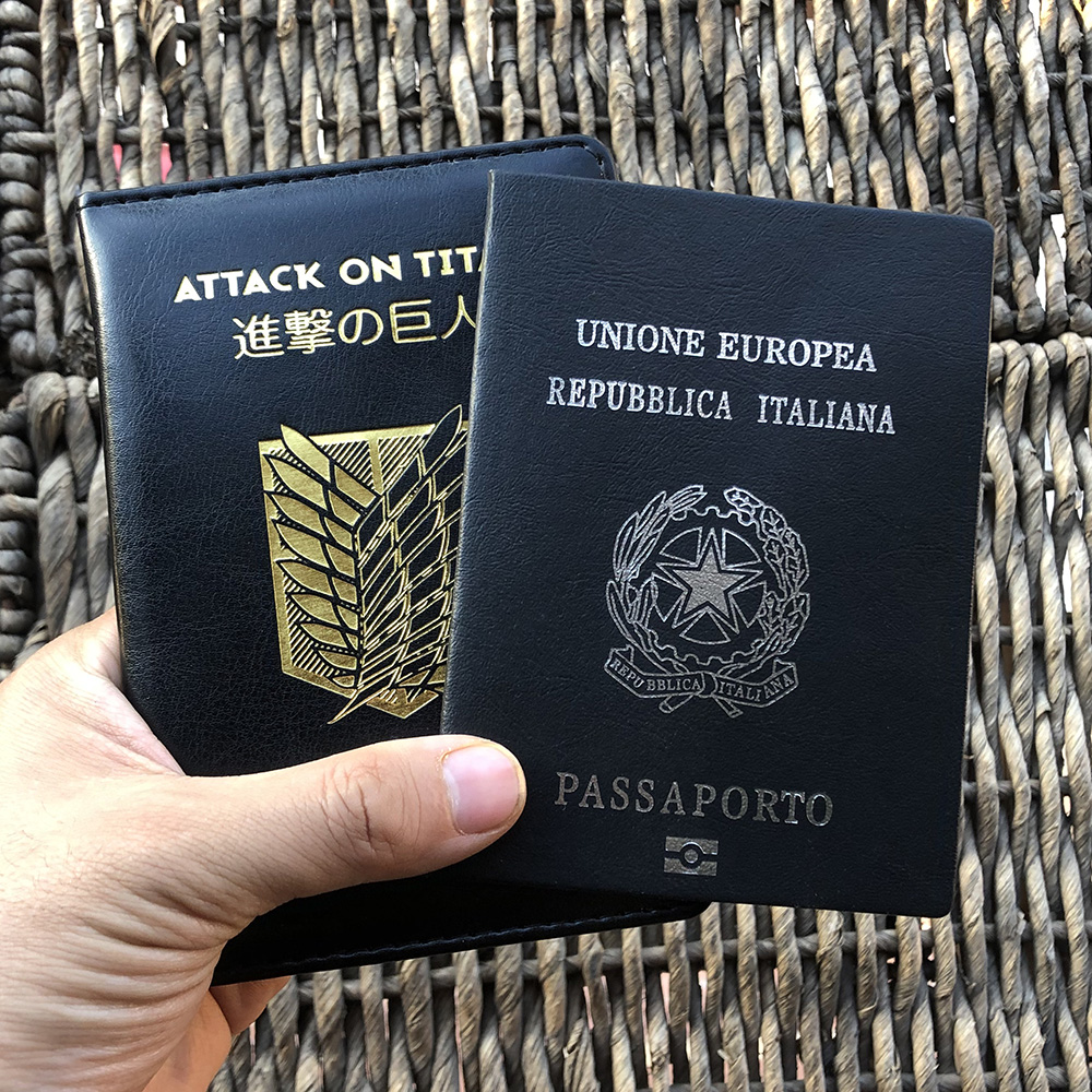 Attack on Titan Passport Cover Anime Shingeki No Kyojin Travel Case for Passports Wings of Freedom