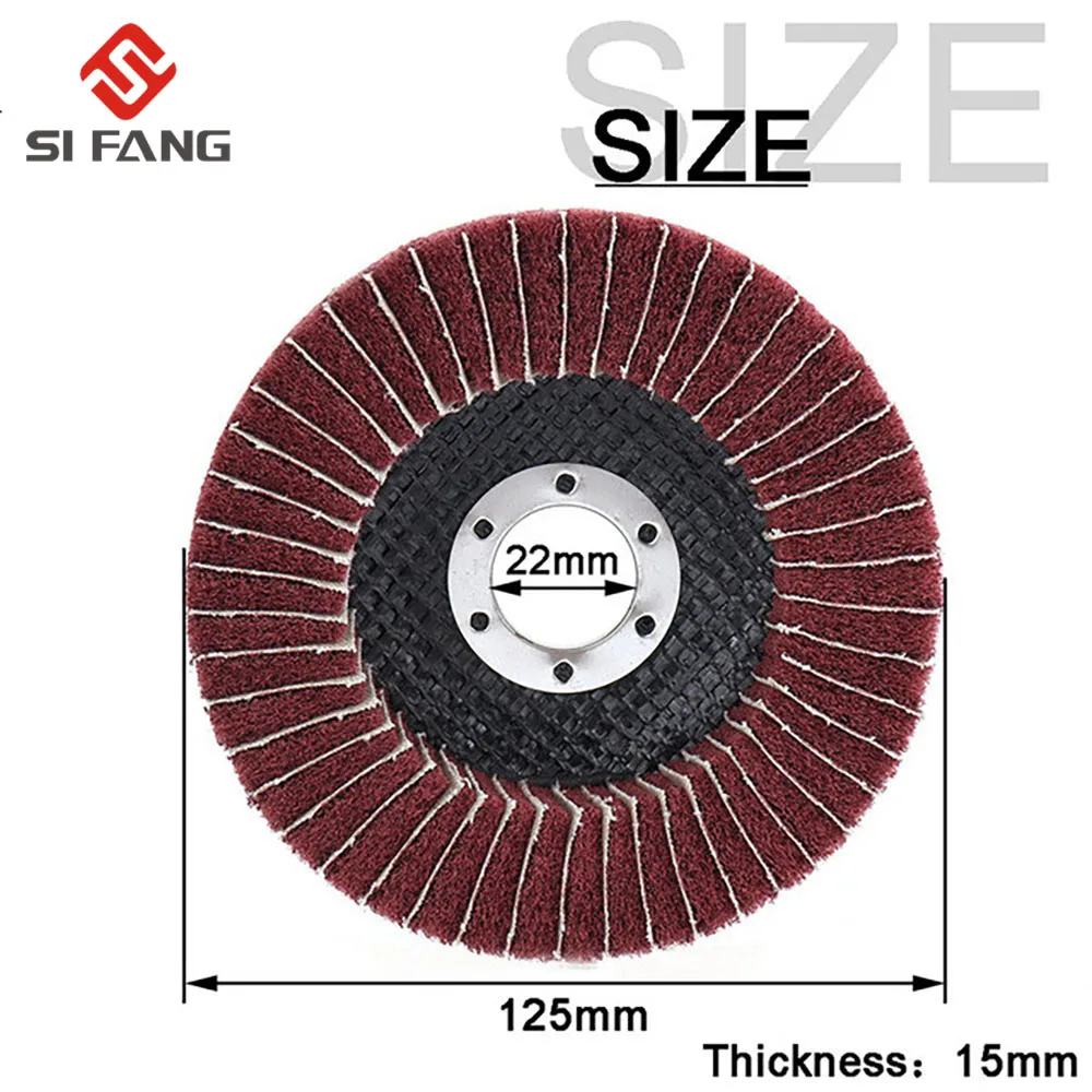 125mm Nylon Fiber Flap Polishing Wheel Non-woven Grinding Disc For Angle Grinder For Metal Buffing 120/180/240/320 Grit