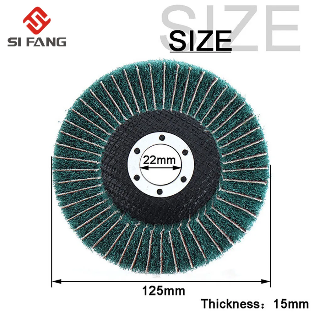 125mm Nylon Fiber Flap Polishing Wheel Non-woven Grinding Disc For Angle Grinder For Metal Buffing 120/180/240/320 Grit