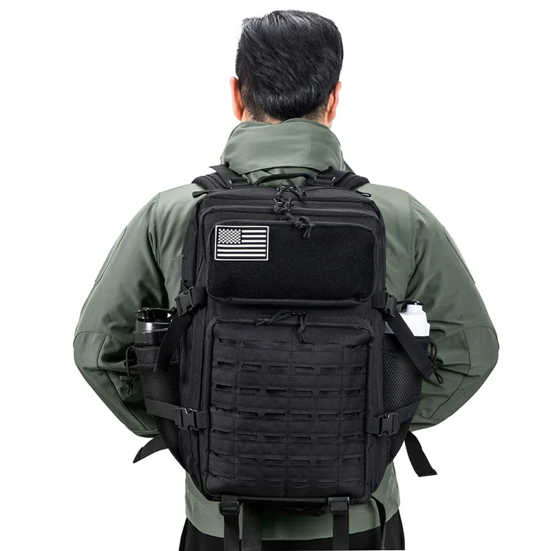 45L Tactical Backpack Survival Bag Hunting MOLLE Backpack GYM For Men EDC Outdoor Hiking Rucksack With Bottle Holder