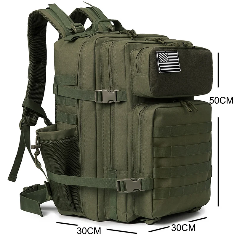 45L Tactical Backpack Survival Bag Hunting MOLLE Backpack GYM For Men EDC Outdoor Hiking Rucksack With Bottle Holder