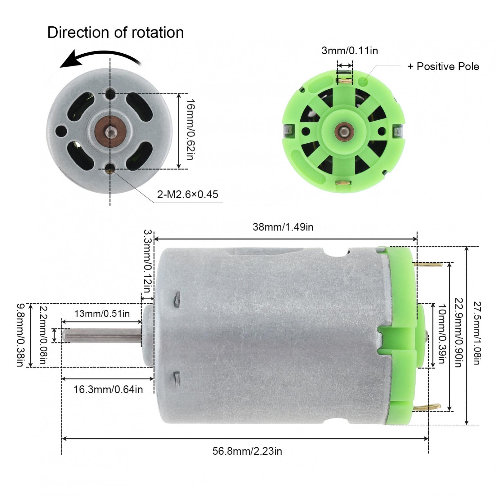 380 DC Motor DC 6-24V 6000-24000RPM High Speed Hobby Toy R380 Micro Motors for Hair Dryer DIY Toy Fan Engine Small Appliance