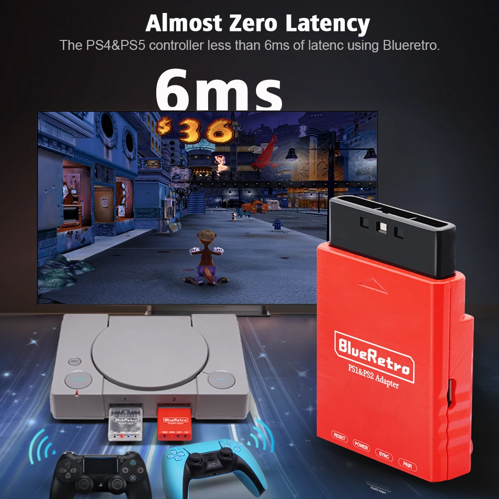 RetroScaler BlueRetro Wireless Game Controllers Adapter For PSX PS1 PS2 to Ipega 9076 PS4 PS5 Nintendo Switch Game Contorller