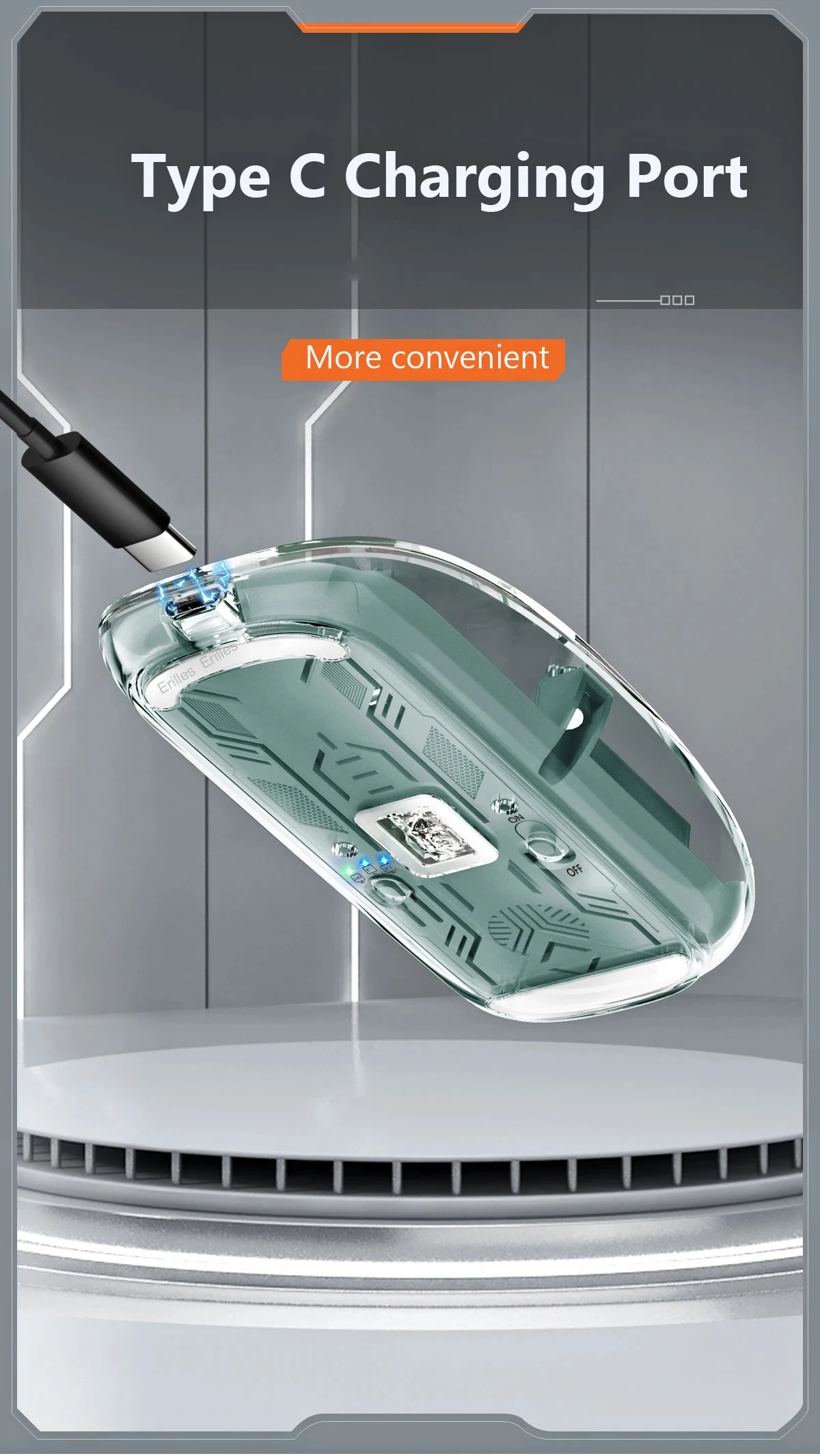 Transparent Magnetic Triple Mode Bluetooth compatible 2.4G Wireless Mouse One-Click Desktop Type-C Rechargeable Silent Mice Mute