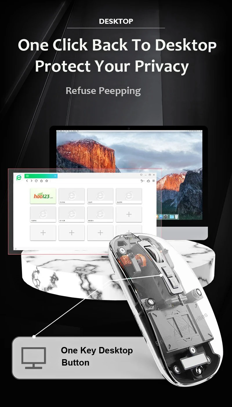 Transparent Magnetic Triple Mode Bluetooth compatible 2.4G Wireless Mouse One-Click Desktop Type-C Rechargeable Silent Mice Mute