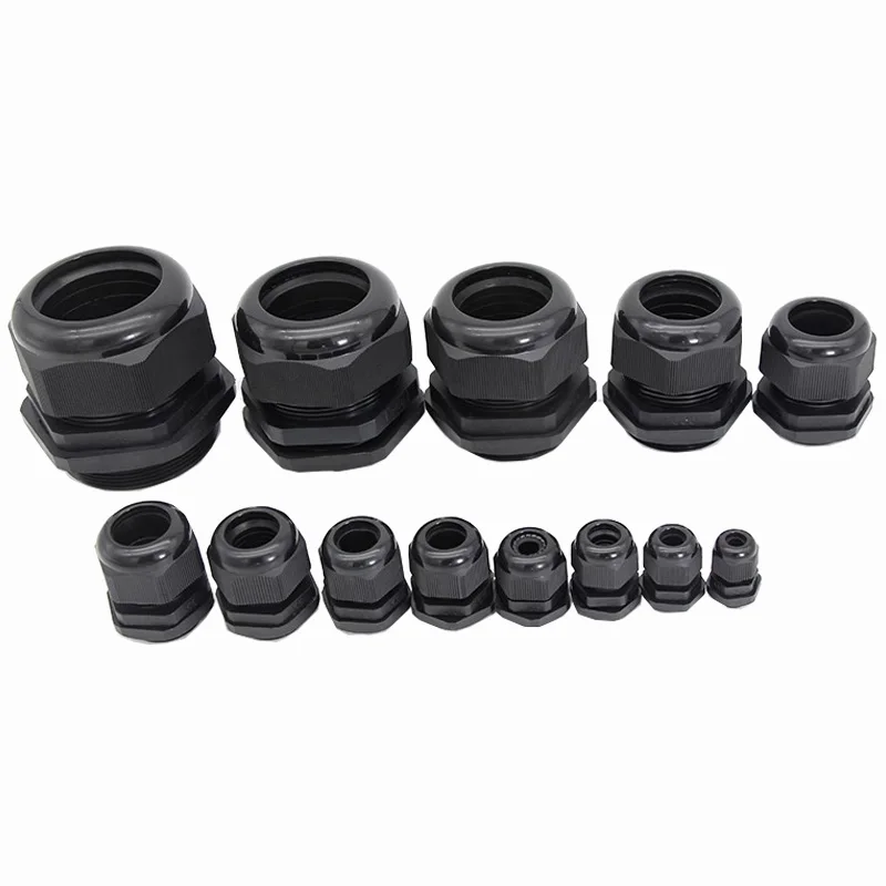 10PCs Waterproof Cable Gland Black Plastic Seal Joint Nylon M8 M10 M12 M16 M20 M25 M32 IP68 White Cable Fixing Nylon Connector