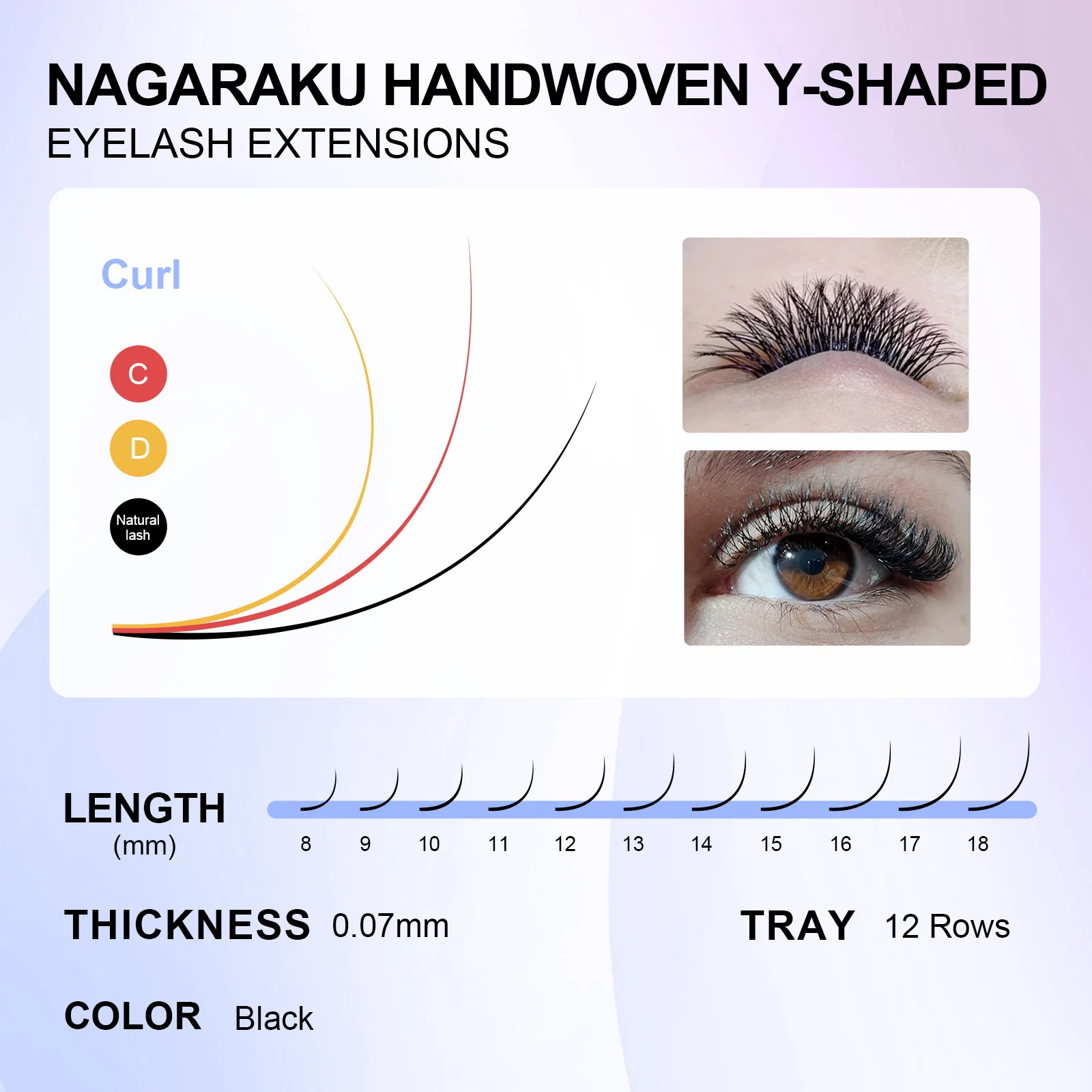 NAGARAKU YY Shape Double/Three Split Tips Triple Top Interlaced Root Eyelash Extensions Eyelashes