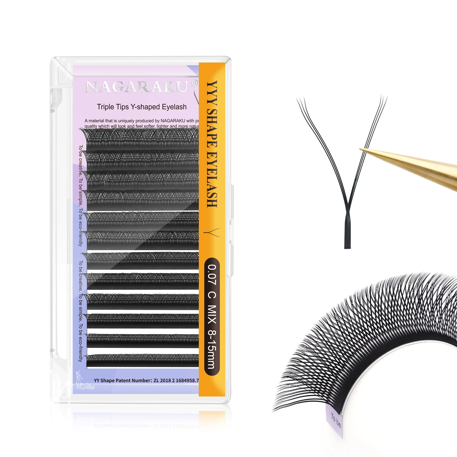 NAGARAKU YY Shape Double/Three Split Tips Triple Top Interlaced Root Eyelash Extensions Eyelashes