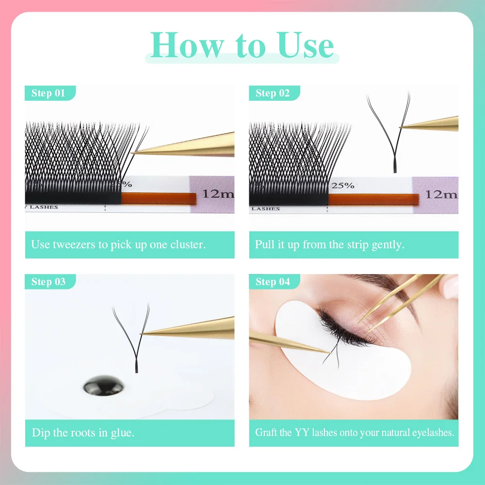 NAGARAKU YY Shape Double/Three Split Tips Triple Top Interlaced Root Eyelash Extensions Eyelashes