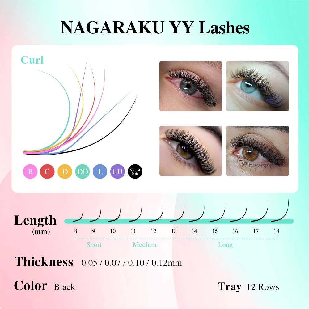 NAGARAKU YY Shape Double/Three Split Tips Triple Top Interlaced Root Eyelash Extensions Eyelashes