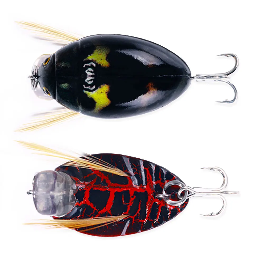HENGJIA 1PCS 3.8cm 4g Artificial Ladybug Fishing Bait Cicada Beetle Insect Wobblers Fishing Lures Topwater For Bass Carp Fishing