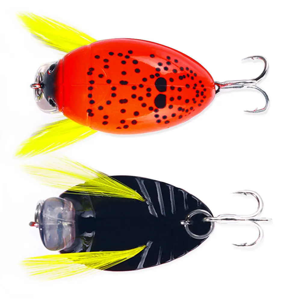 HENGJIA 1PCS 3.8cm 4g Artificial Ladybug Fishing Bait Cicada Beetle Insect Wobblers Fishing Lures Topwater For Bass Carp Fishing