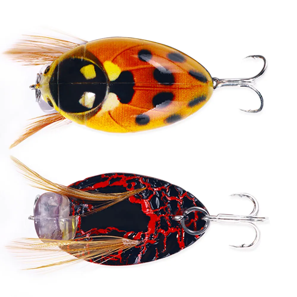 HENGJIA 1PCS 3.8cm 4g Artificial Ladybug Fishing Bait Cicada Beetle Insect Wobblers Fishing Lures Topwater For Bass Carp Fishing
