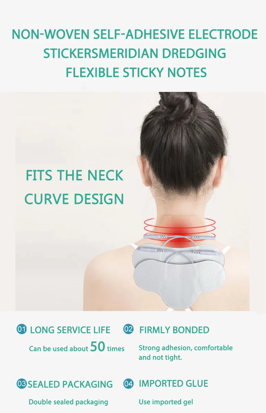 Nerve Muscle Stimulator Silicone Gel EMS Electrode Pads NeckNon-Woven Patch Self-Adhesive Acupuncture Physiotherapy TENS Pads