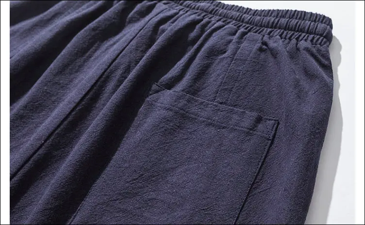 Cotton Linen Harem Pants Men Solid Elastic Waist Streetwear Joggers 2024 New Baggy Drop-crotch Pants Casual Trousers Men