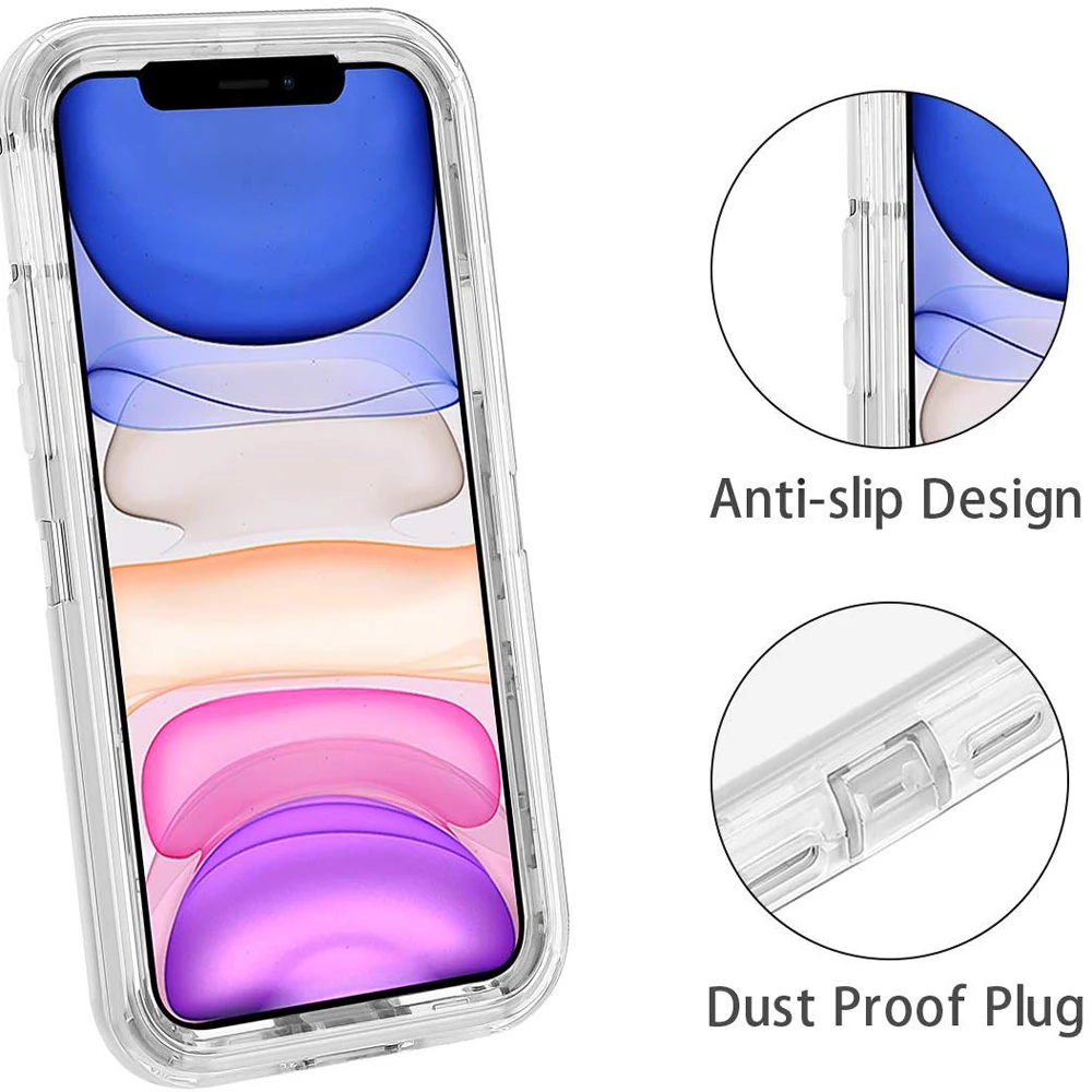 Hybrid Heavy Duty Dust Case For iPhone 16 15 13 11 12 14 Pro Max XSMAX XR XS SE 6 7 8 Plus Transparent Shockproof Armor Cover