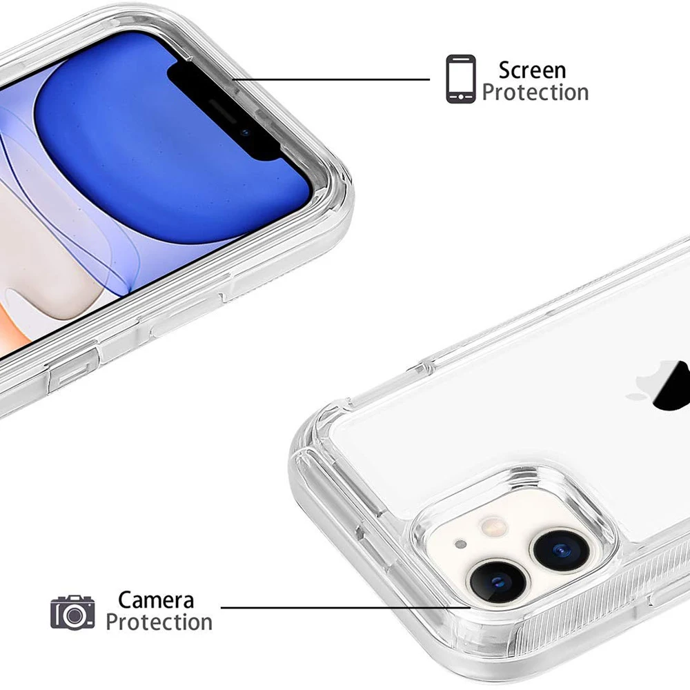 Hybrid Heavy Duty Dust Case For iPhone 16 15 13 11 12 14 Pro Max XSMAX XR XS SE 6 7 8 Plus Transparent Shockproof Armor Cover