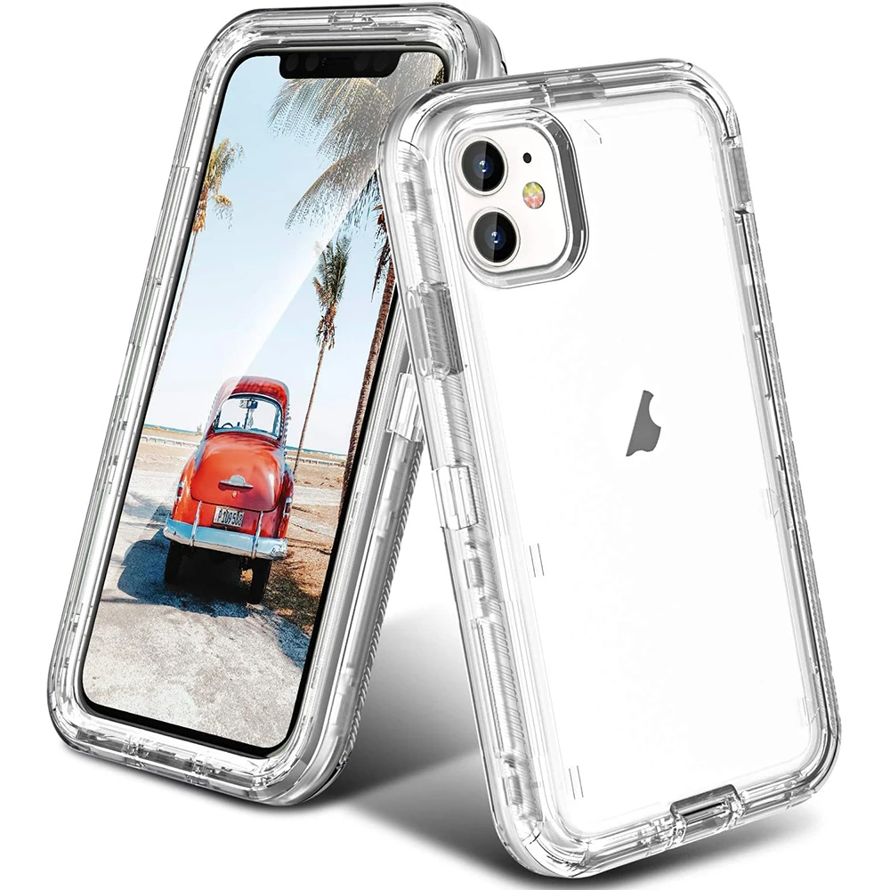 Hybrid Heavy Duty Dust Case For iPhone 16 15 13 11 12 14 Pro Max XSMAX XR XS SE 6 7 8 Plus Transparent Shockproof Armor Cover