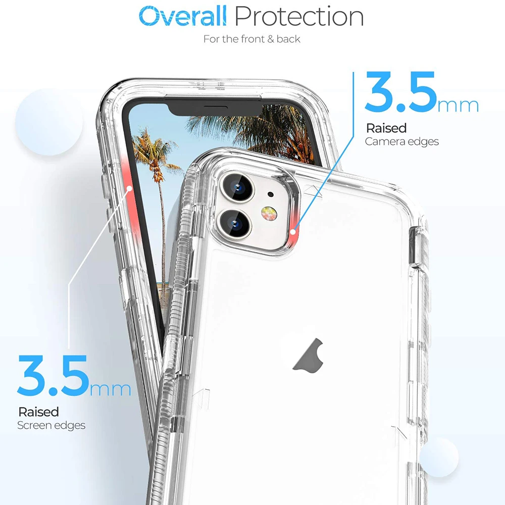Hybrid Heavy Duty Dust Case For iPhone 16 15 13 11 12 14 Pro Max XSMAX XR XS SE 6 7 8 Plus Transparent Shockproof Armor Cover