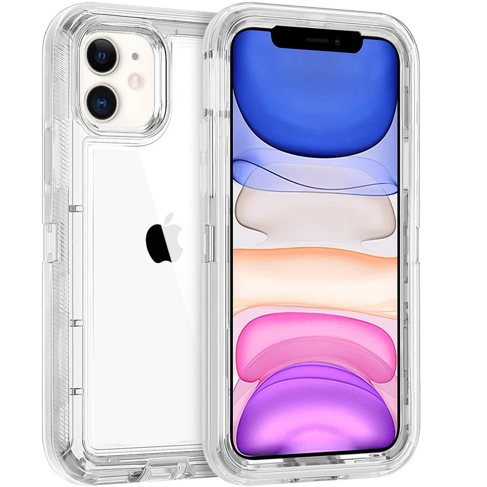 Hybrid Heavy Duty Dust Case For iPhone 16 15 13 11 12 14 Pro Max XSMAX XR XS SE 6 7 8 Plus Transparent Shockproof Armor Cover