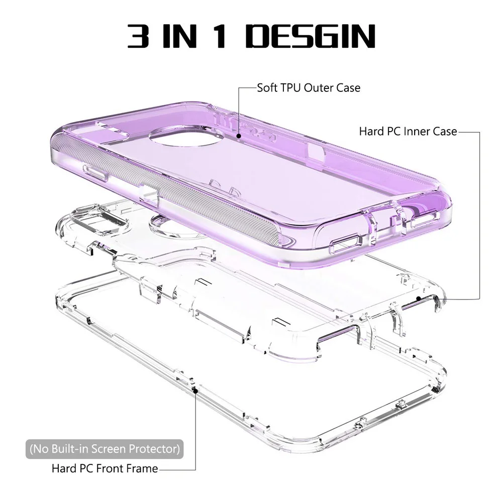 Hybrid Heavy Duty Dust Case For iPhone 16 15 13 11 12 14 Pro Max XSMAX XR XS SE 6 7 8 Plus Transparent Shockproof Armor Cover
