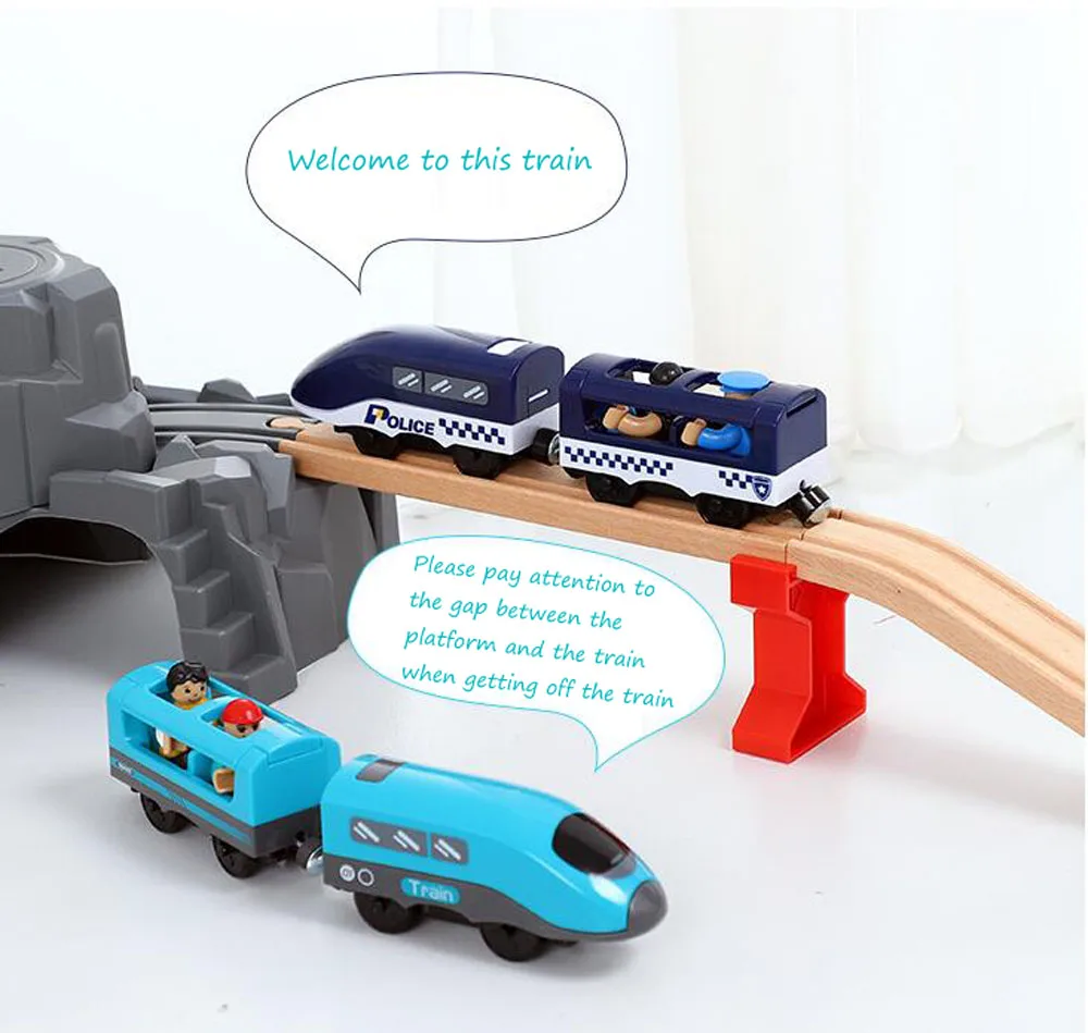 New Wooden Railway Electric Train Set Toys Model Train Fit Wood Car Tracks Birthday Christmas Gift For Childrens