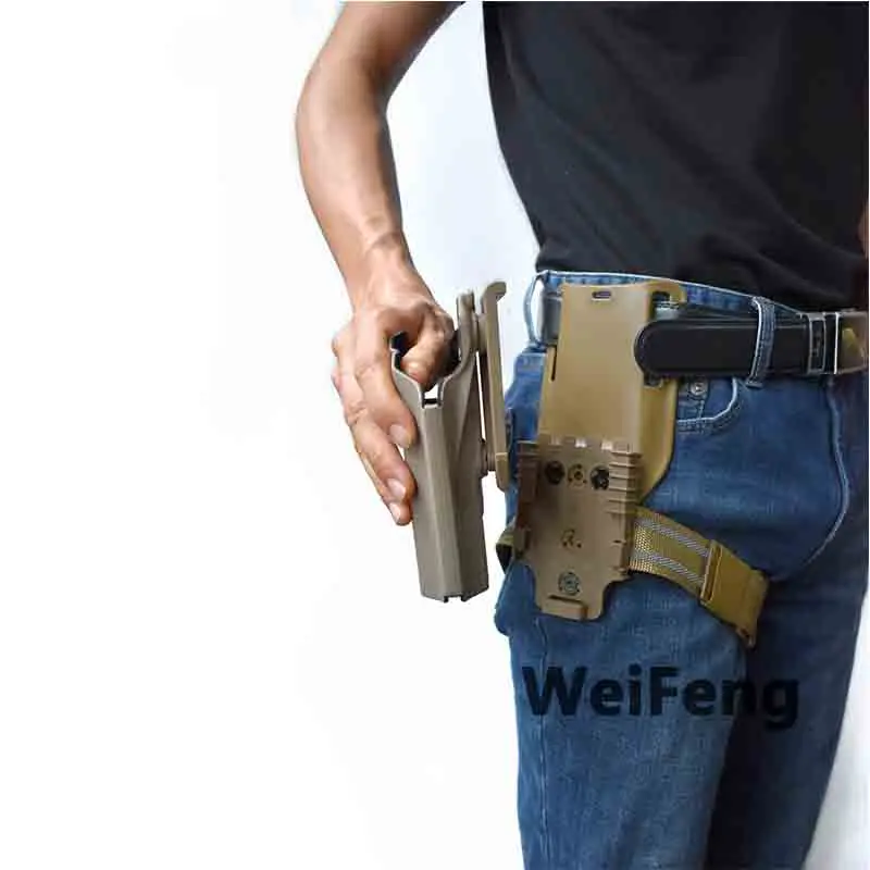 Hunting Quick Locking System Kit Drop Thigh Strap Band with QLS 19 22 Gun Holster for GL 17/USP/Betta M9 Belt Platfrom