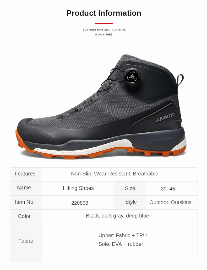 HUMTTO Waterproof Hiking Shoes Mountain Trekking Boots Black Camping Sneakers for Men Safety Climbing Sport Tactical Mens Shoes