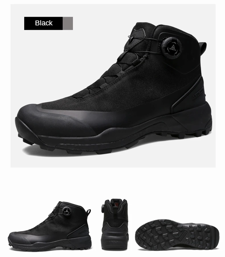 HUMTTO Waterproof Hiking Shoes Mountain Trekking Boots Black Camping Sneakers for Men Safety Climbing Sport Tactical Mens Shoes